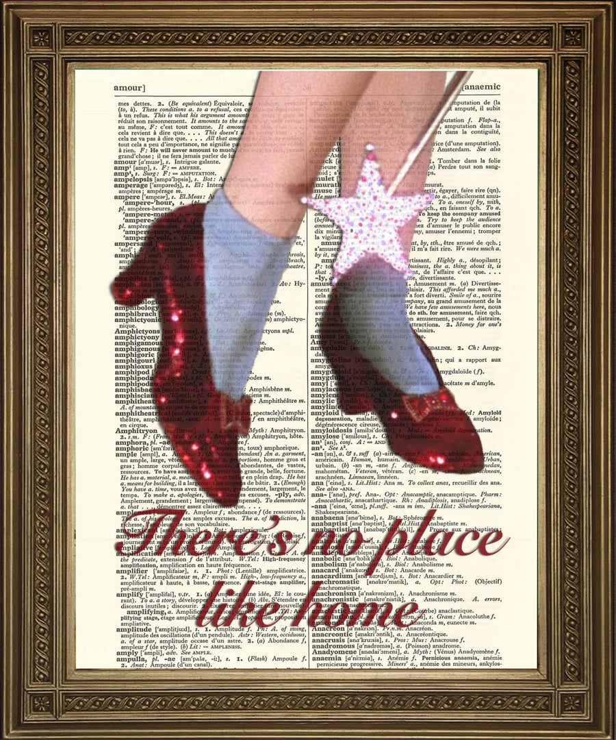 Ruby Slippers Print: Wizard of Oz Dictionary Art 'No Place Like Home'