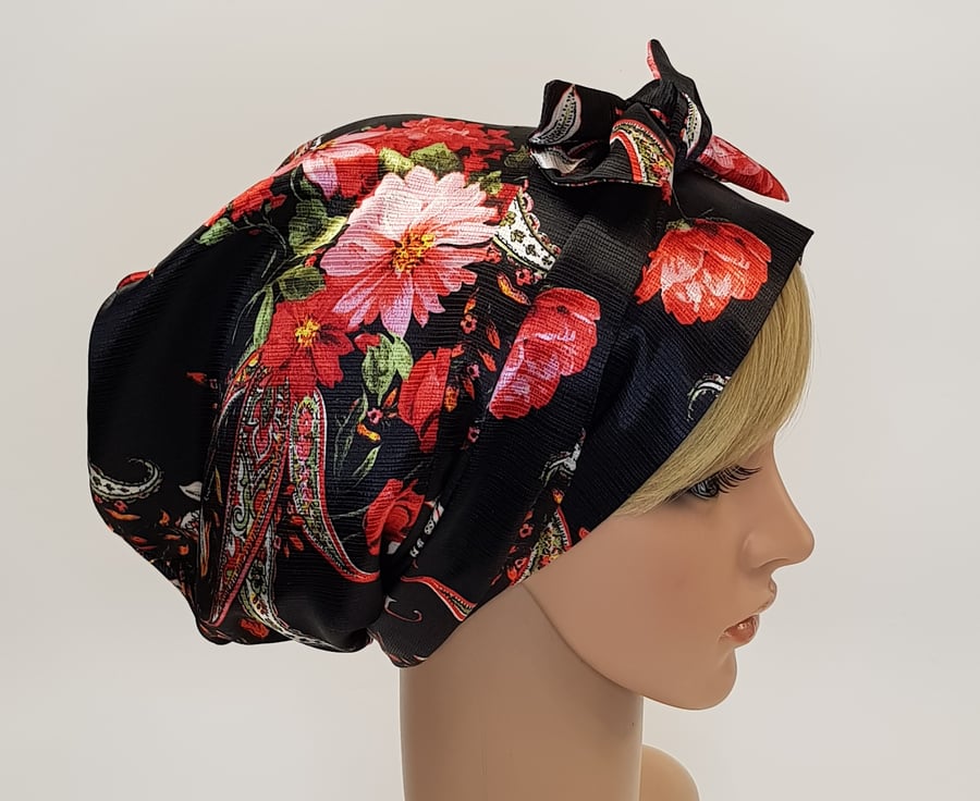 Satin head scarf for women, messy hair head wear, satin lined bonnet, tichel