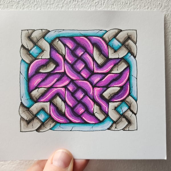 Original Art - Pink, Blue, and Grey Celtic Knot