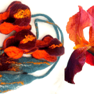 Hand Felted, Wool felted soft ART  necklace- iris-