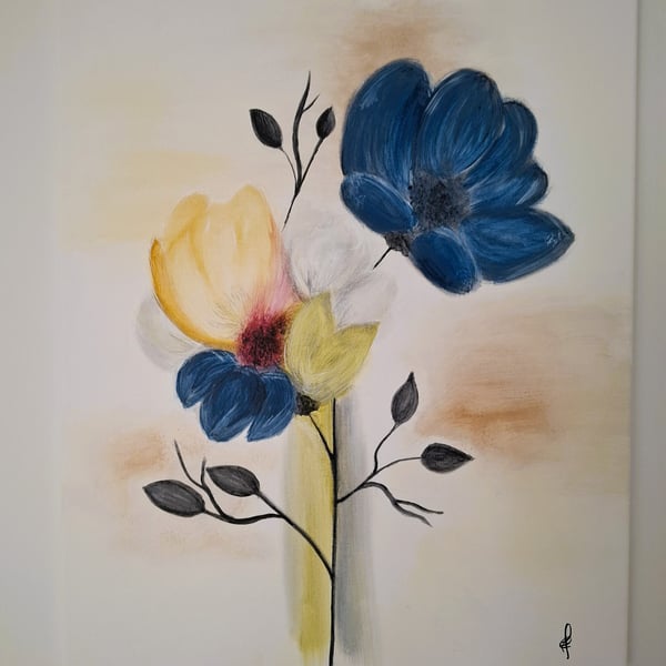 Original Abstract Acrylic Painting - Abstract Art – Floral Art