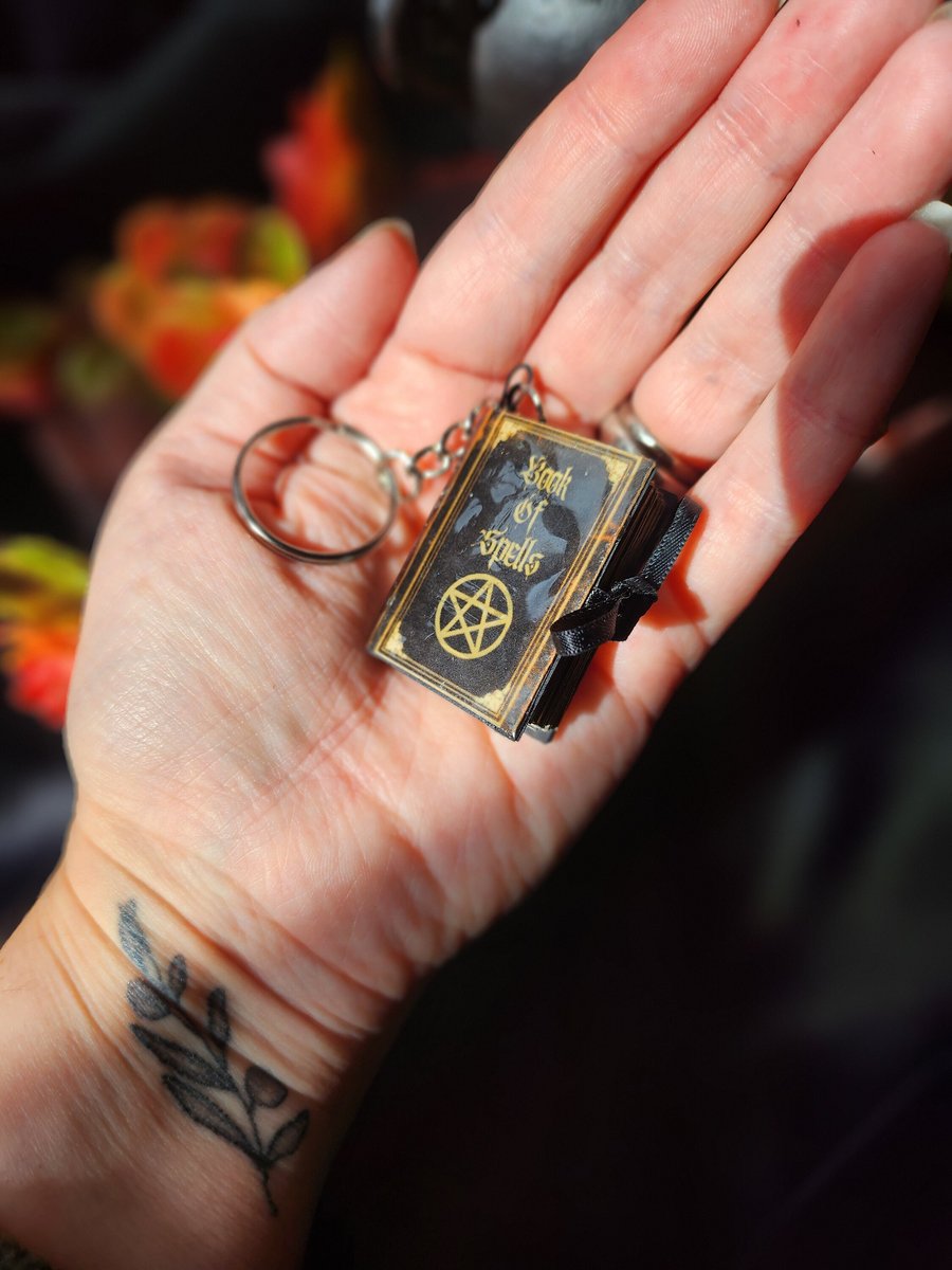 Miniature grimoire keyring, miniature spell book, miniature gift, witch gift