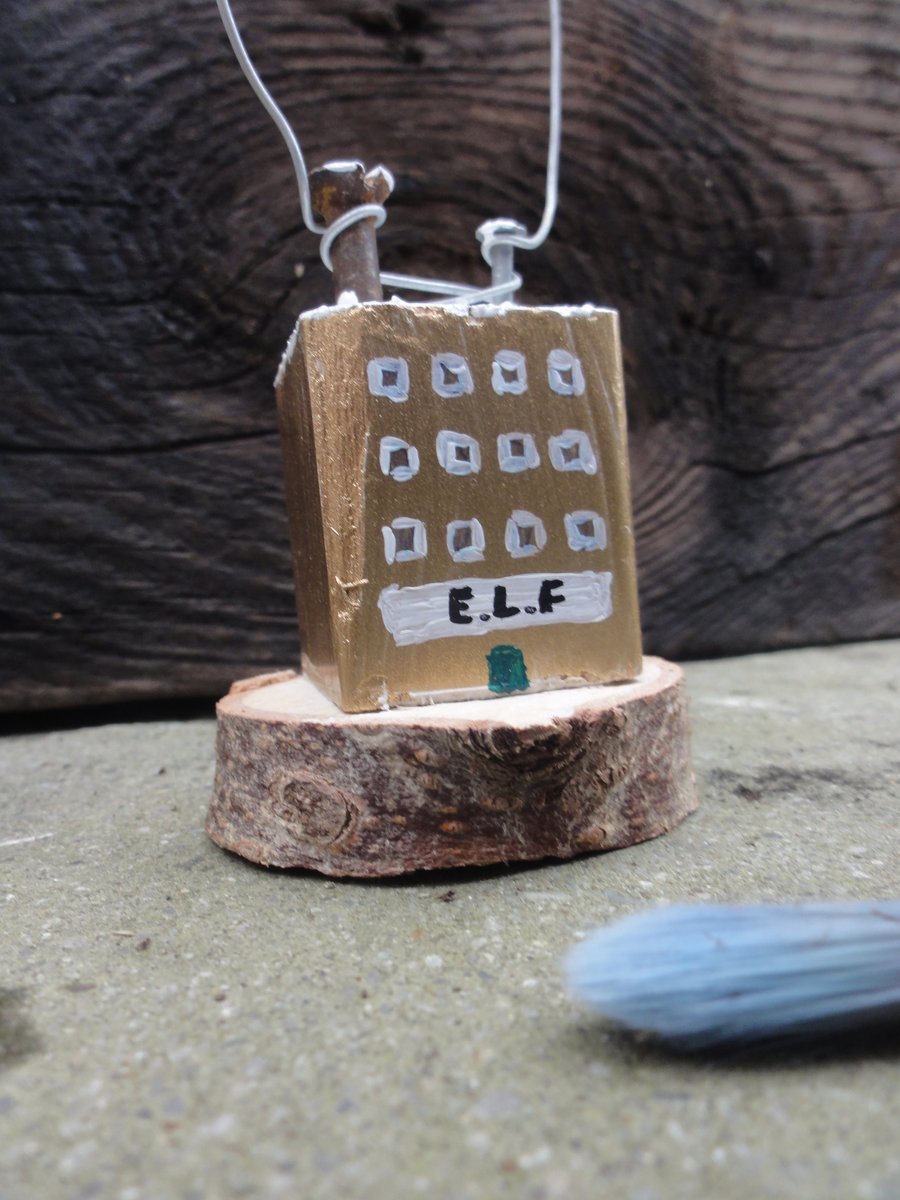 Miniature wooden elf factory Christmas tree decoration