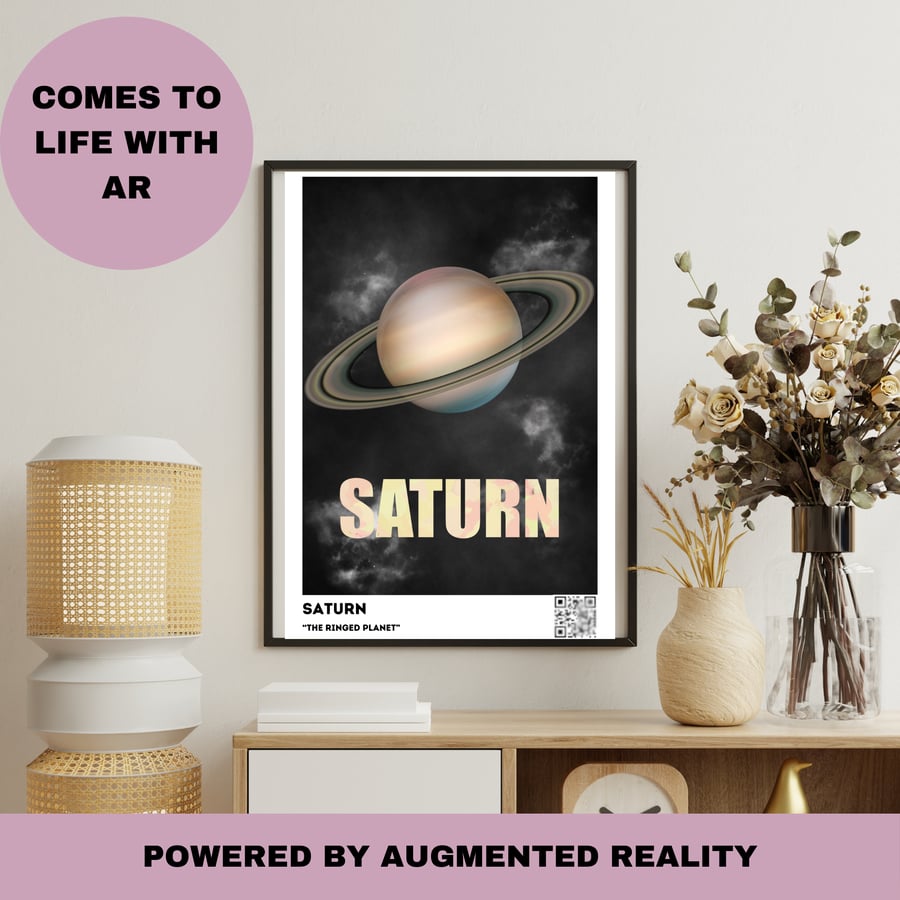 Saturn Animated Poster - Interactive Art - Saturn Print - AR Experience