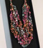 Crocheted necklace in shades of pink, orange, green, lightweight - Image 7