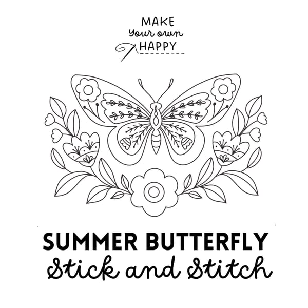 Summer Butterfly Stick & Stitch (Dissolvable Pattern for Embroidery)