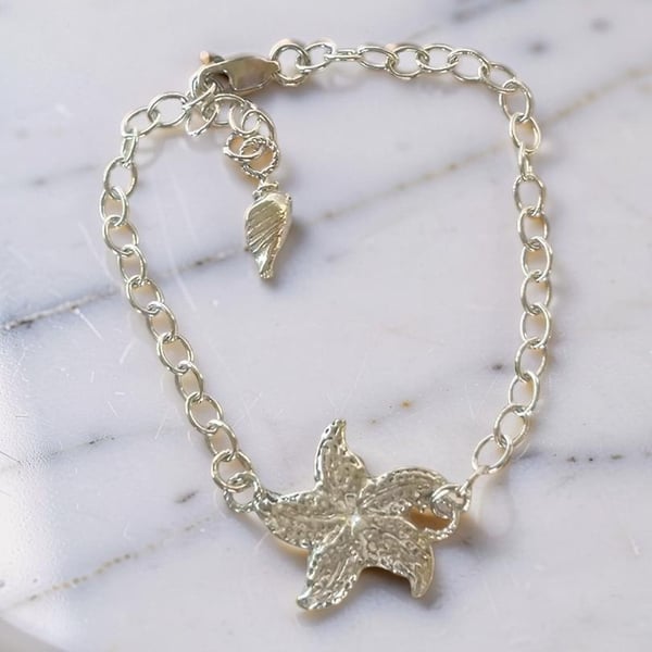 Silver Starfish Adjustable Bracelet