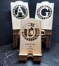 Wooden Phone Stand Monogram, Personalised card alternative