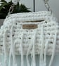 White clasp clutch crochet handbag 