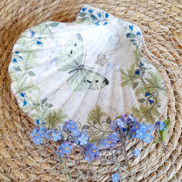Scallop Shell Butterfly Trinket Dish