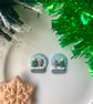 Hand-Sculpted Christmas Scene Snow Globe Earrings