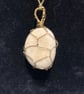Beautiful wire wrapped white pebble pendant on adjustable olive green cord.   - Image 3