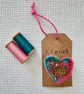 Needle felted hand embroidered heart shaped  brooch  - Image 3
