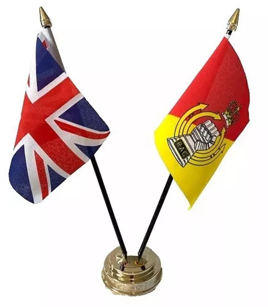 Royal Armoured Corps & Union Jack Friendship 2 Flag 12" Table Display