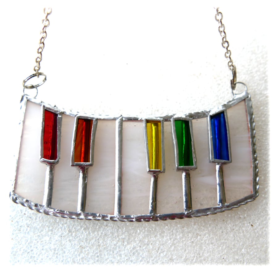 Piano Suncatcher Stained Glass Keyboard Keys Music Handmade 011