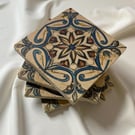 Rustic Moroccan Marble Coasters – Handmade Natural Stone Coasters, Set of 4