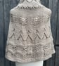 One Off Handknitted Crescent Lace Shawl Scarf Wrap in Taupe Wool Blend - Image 3