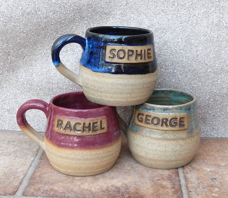 Personalised mug custom made wheelthrown stoneware