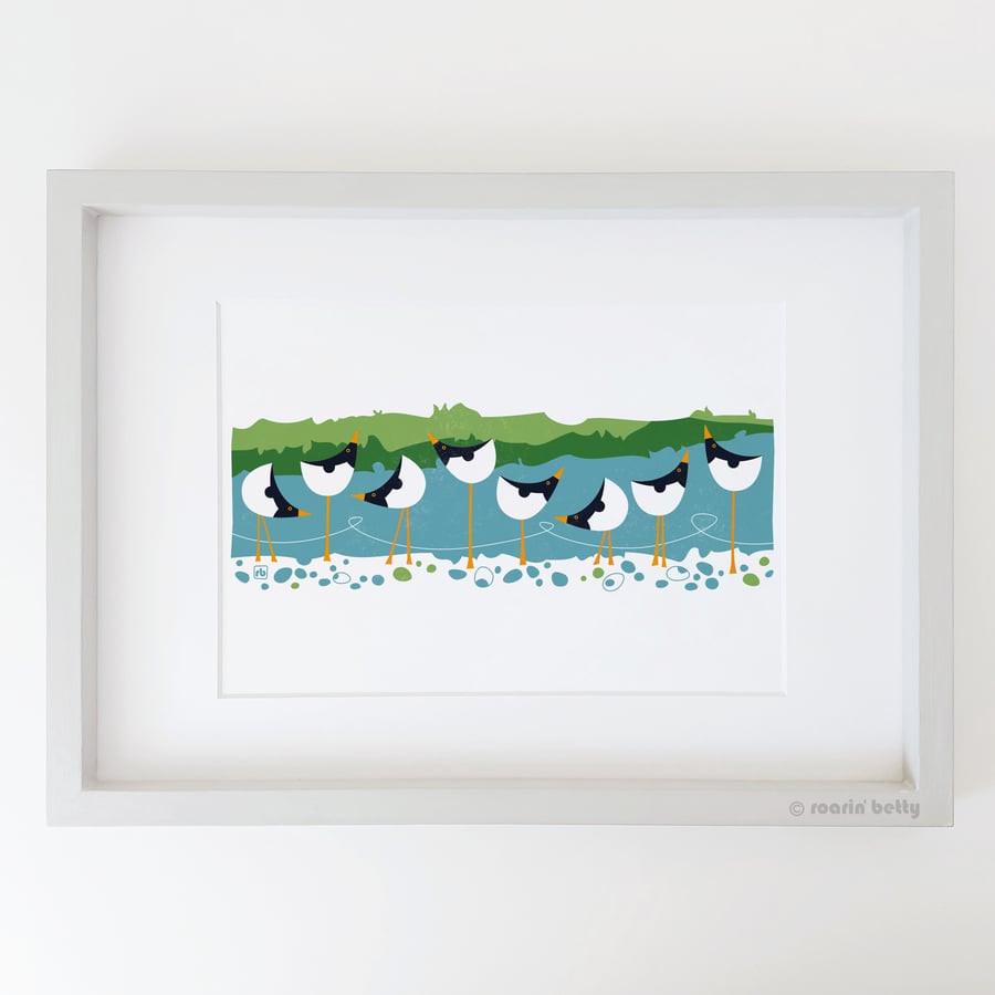 Oystercatchers print, bird art illustration, original Giclee print