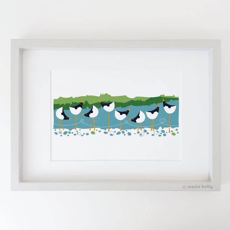 Oystercatchers print, bird art illustration, original Giclee print