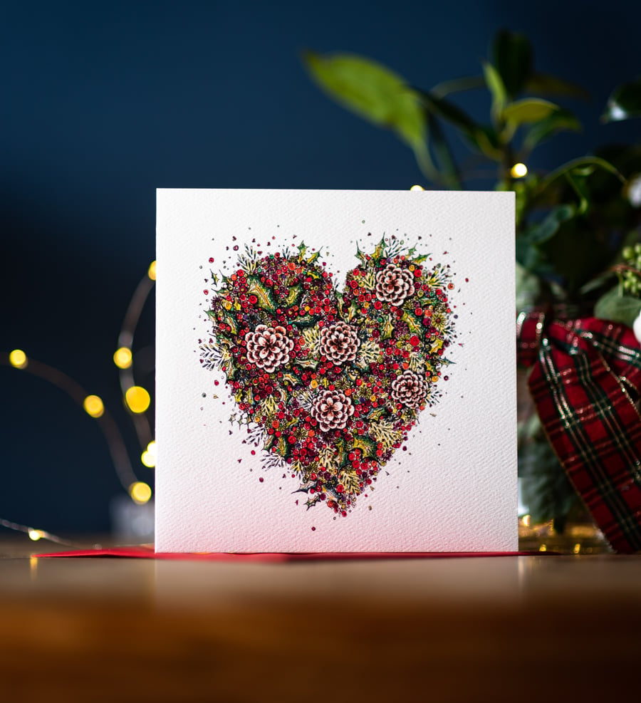 Winter Heart single greeting card