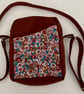 Handmade compact fully lined brown cotton twill crossbody bag with pockets