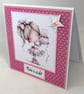 Pretty girl with cake make a wish birthday card  - Image 6