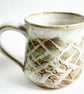 Caramel and Cream Patterned Glazed Mug - Hand Thrown Stoneware Ceramic Mug  - Image 2