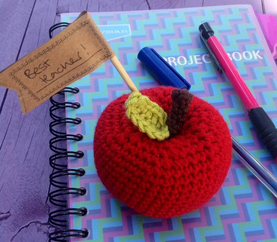 Crochet apple teacher gift