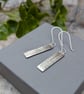 Sterling Silver Long Rectangle Earrings with Ribbon Pattern - JBJ1101 - Image 3