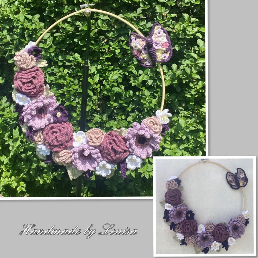 Floral butterfly hoop