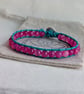 Turquoise leather and hot pink agate bracelet with button fastener  - Image 5