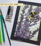 Bee on Lavender original artwork, wall art, drawing - Image 3