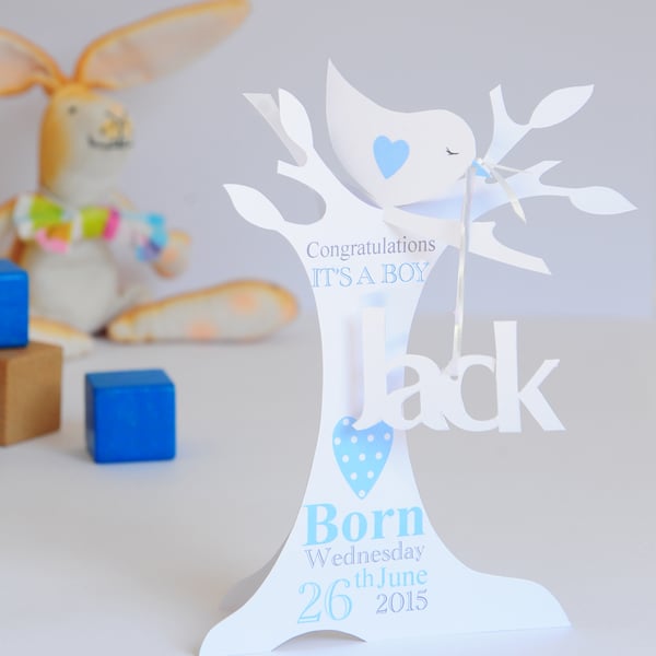 Personalised Newborn Baby Boy 3D Card.