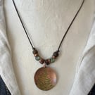 Copper Fern Pendant Etched and Coloured