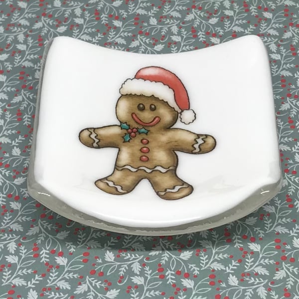 Fused Glass Gingerbread Man dish