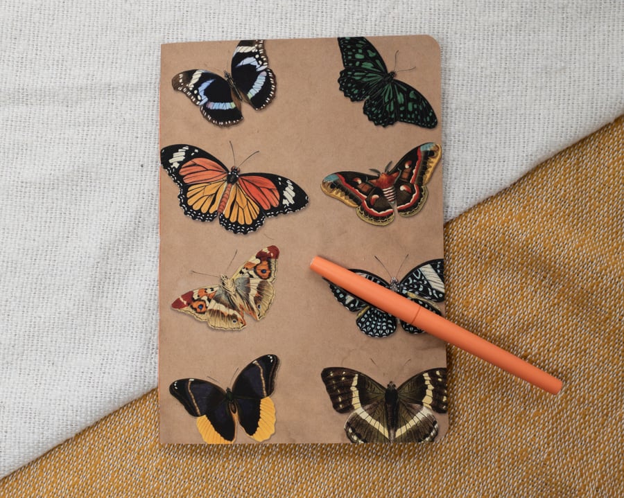A5 Handmade Notebook with Vintage Butterfly Design