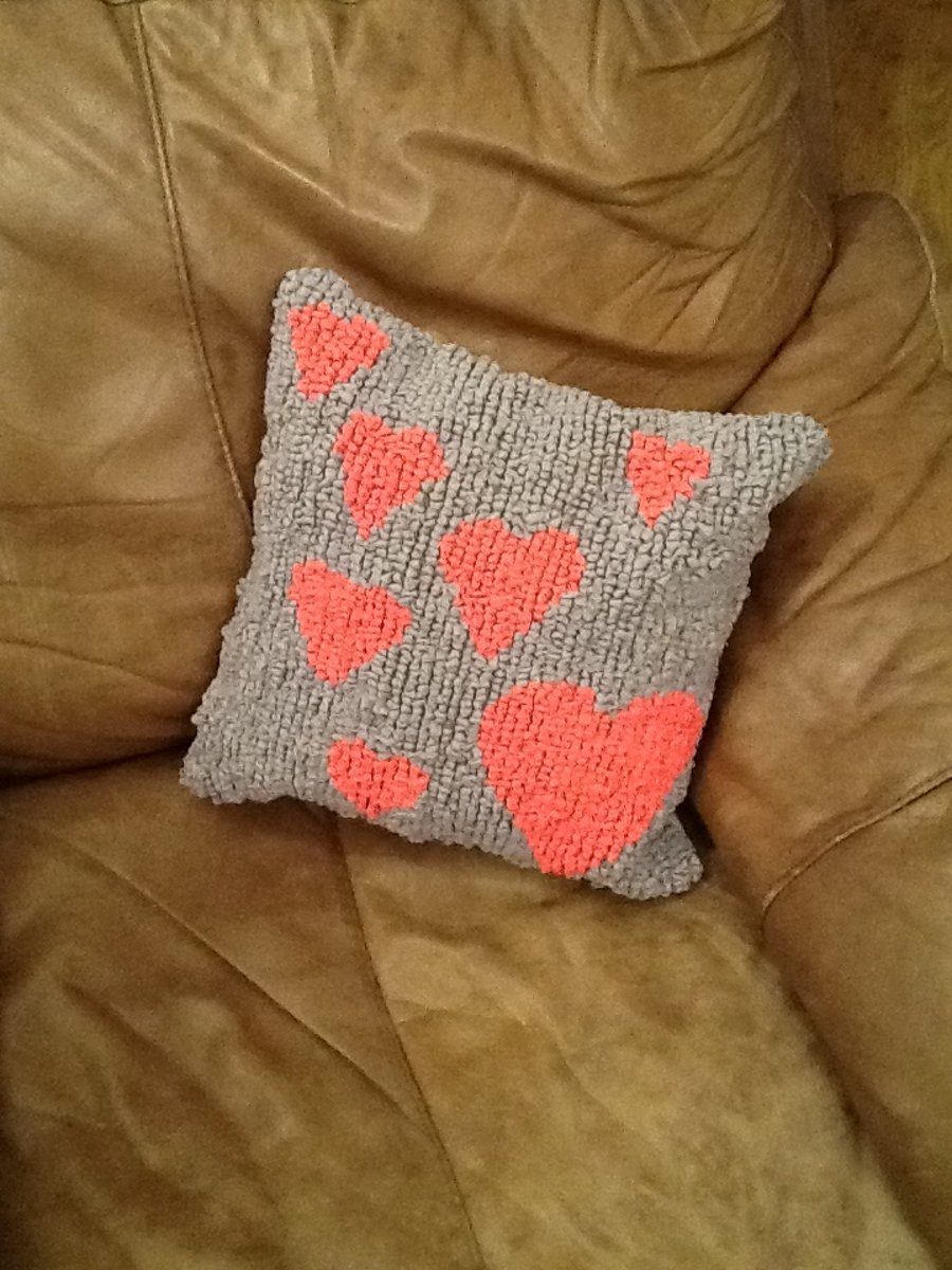 SALE - Rag rug heart cushion, 50% off