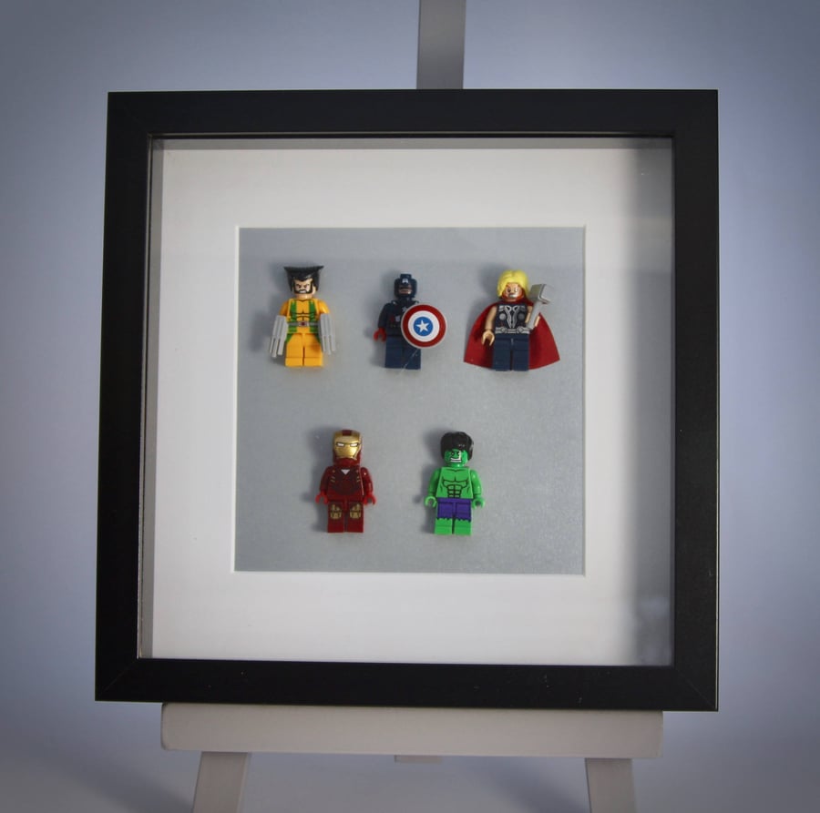 Super Hero mini Figures framed picture 