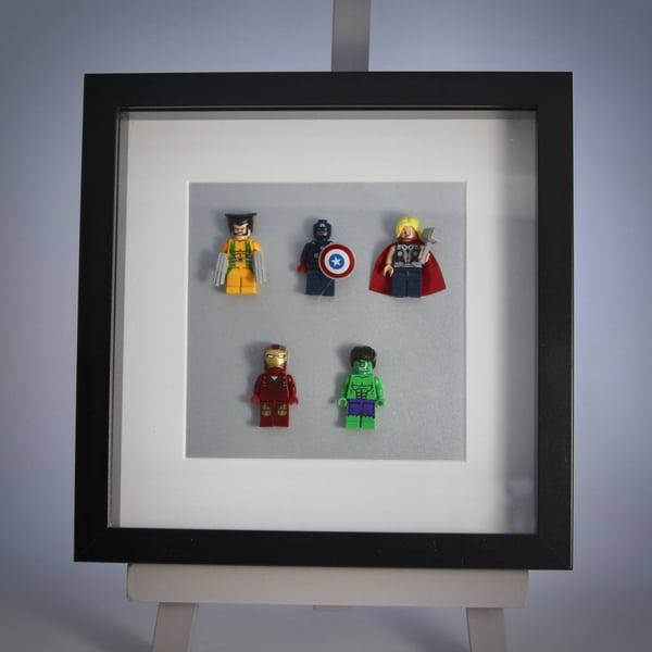 Super Hero mini Figures framed picture 