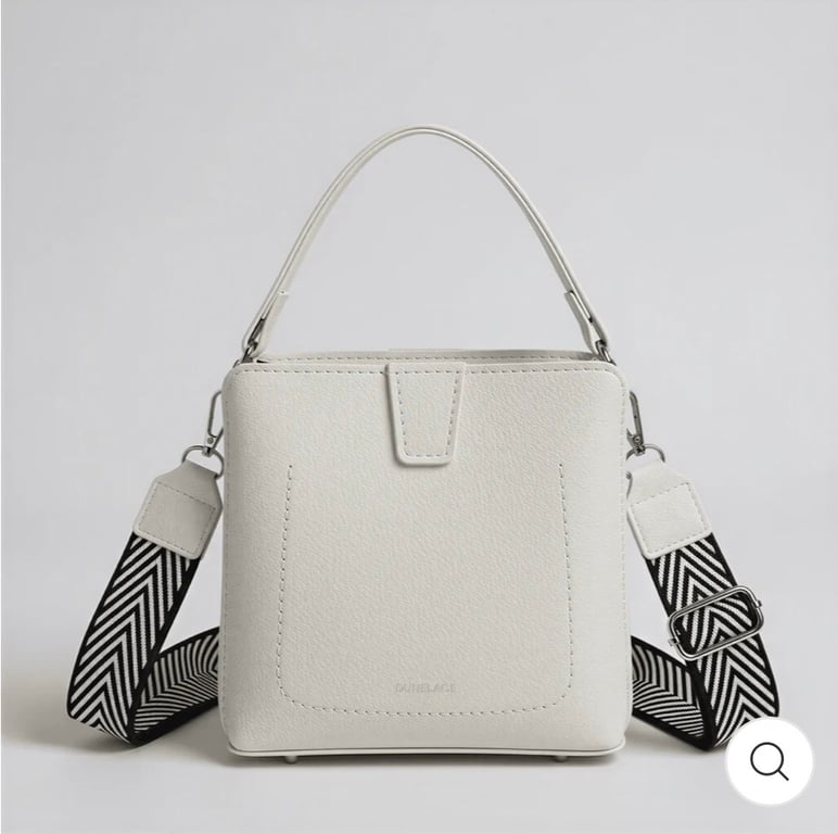 NoMoo Trapeze small faux leather hand bag, hand stitched