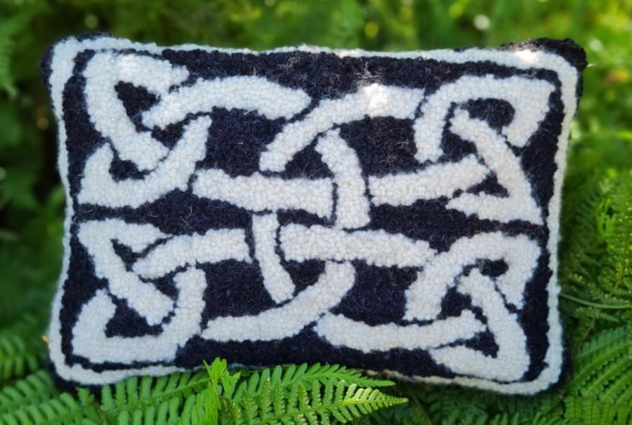 Celtic Knot Hand Hooked Cushion