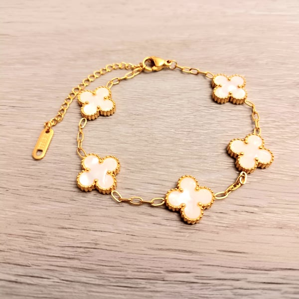 Pearl High Quality Dainty Gold Plated Clover Dainty Bracelets 