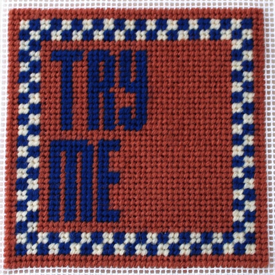 TRY ME Modern Needlepoint Chart PDF - Retro Checkered Tapestry Pattern