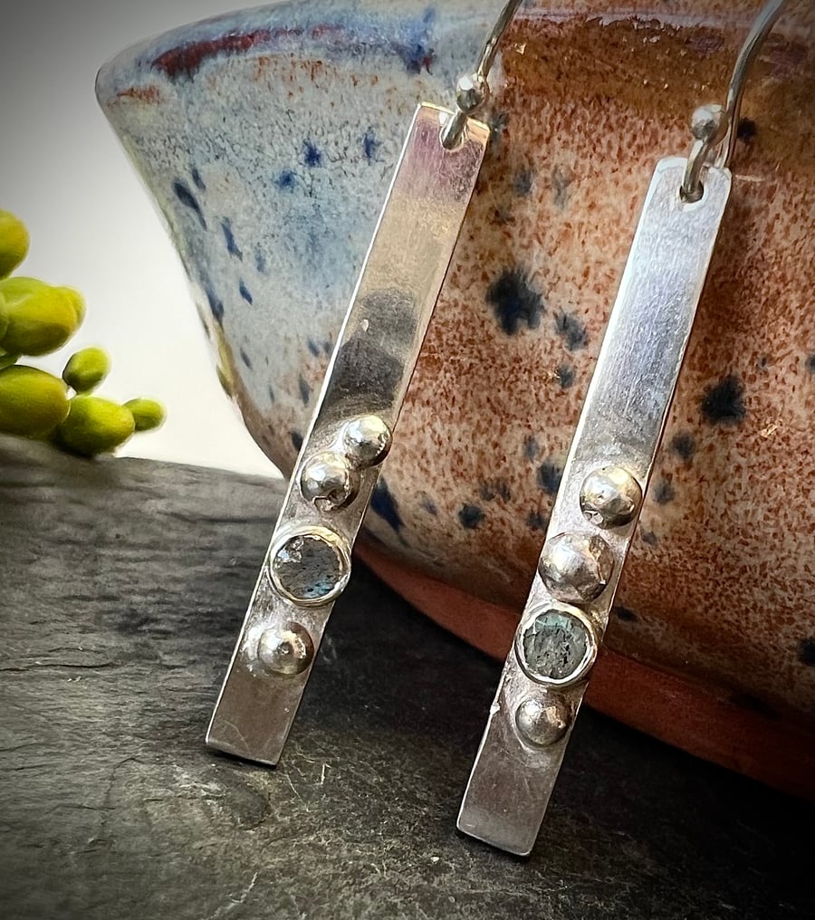 earring sterling silver dropper labradorite stone