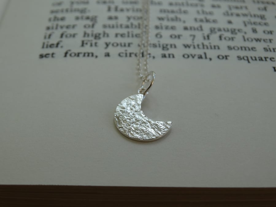Moon pendant - crescent moon - silver moon necklace - recycled silver