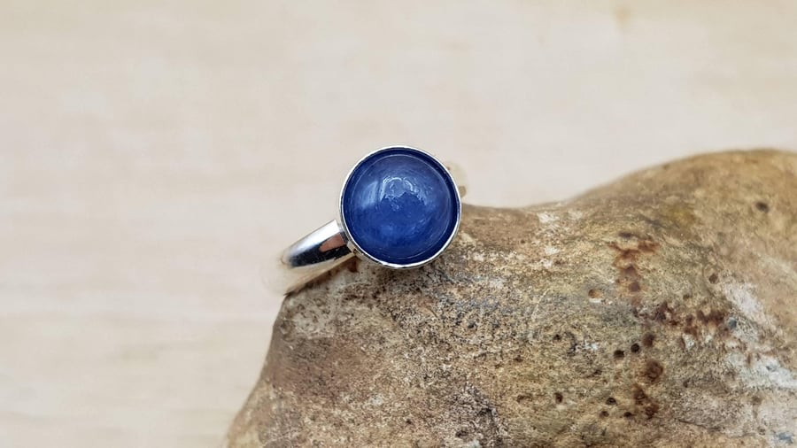 Minimalist Blue Kyanite ring. Women's Adjustable rings