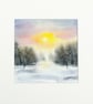 Original Art Watercolour Painting Winter Sunset