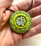 Calming Greens - Hand embroidered pendant - Image 4