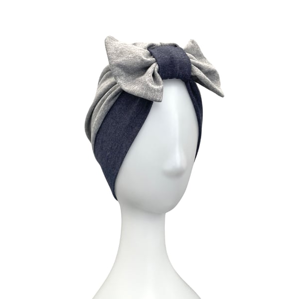 Cotton Bow Turban Hat, Handmade Ladies Head Covering Hair Loss